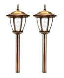 Garden Sunlight Solar Powered Coppertone Stainless Steel Hexagon 3 LED Light
