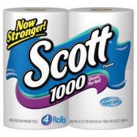 Scott 1000 Unscented Bathroom Tissue 1000 1-Ply 4 roll