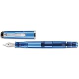 Pelikan Tradition Series 205 Blue Transparent Fine Point Fountain Pen - 967596