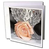 Beverly Turner Photography - Peach Rose with Crystal Vase - Greeting Cards-12 Greeting Cards with envelopes