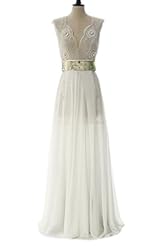 V-neck Lace Chiffon 2015 Prom Dress 