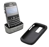 OEM Blackberry Bold 9000 Charging Cradle Pod + Black Silicone Skin Cover