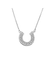 925 Sterling Silver Cubic Zirconia Horse Shoe Charm Pendent/Necklace 17 Inches 925 Silver Chain