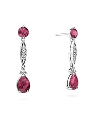 Genuine Pink Tourmaline 14kt White Gold Dangle Drop Earrings