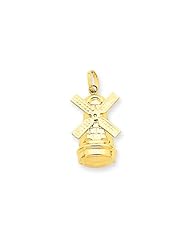 3-D Windmill Charm in 14 Karat Yellow Gold