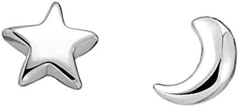 top quality 100% Pure 925 Sterling Silver platinum moon star stud earrings fashion jewelry GSE053