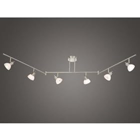 Spot Light - 6 Light Track Spot Lighting Fixture - Satin Nickel - White Frosted Opal Glass... by Vaxcel Lighting