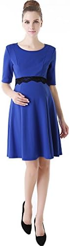 Momo Maternity "Delilah" Open Lace Back Dress - Blue L