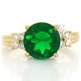 10K SOLID YELLOW GOLD EMERALD- GREEN CZ RING JEWELRY