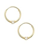 Children's 14k Gold Cubic Zirconia Hoop Earrings