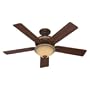 Hunter Fans 28049 52" Aventine Traditional Indoor Cocoa Ceiling Fan w/ Light & Blades