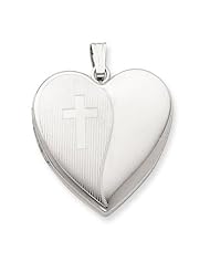 Genuine .925 Sterling Silver 24mm with Cross Design Heart Locket. 100% Satisfaction Guaranteed.