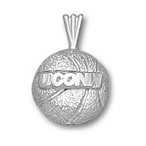 Connecticut Huskies 1/2in Sterling Silver Basketball Pendant