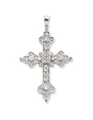 Sterling Silver CZ Filigree Cross Pendant