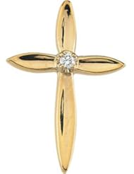 14k Yellow-Gold Diamond Cross Lapel Pin by US Gems