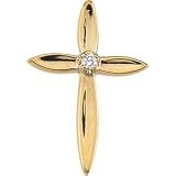 14k Yellow Gold Cross Lapel Pin With Diamond 18x13mm - JewelryWeb