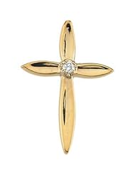 14K Yellow Gold 18.00X13.00 mm Cross Lapel Pin W/Diamond