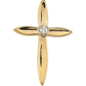 14k Yellow Gold Cross Lapel Pin With Diamond 18x13mm by JewelryWeb