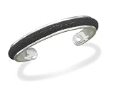 Black Stingray Leather Sterling Silver Men's Cuff Bracelet, .375 In Wi...