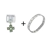 Pugster Rhinestone Celtic Cross Silver Italian Charm