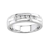 1/4 Carat Diamond Men's 14k White Gold, Handsome Wedding Ring