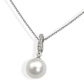 Goldmaid Damen-Collier 585 Wei�gold 1 Perle 5 Diamanten 0,03ct weiss Pe C3601WG