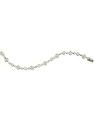 4.75 Carat (ctw) 14k White Gold Round White Diamond Ladies Flower Bracelet