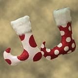 Club Pack of 12 Red & White Polka Dot Elf Stocking Christmas Ornaments 8