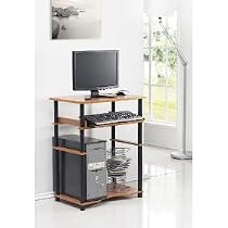 Furinno Home Laptop Notebook Computer Desk Table - Easy Assembly - Light Cherry and Black Finish, 99722