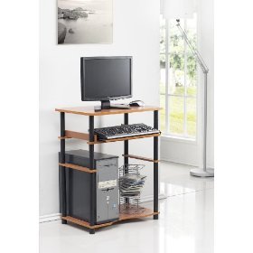 Home Laptop Notebook Computer Desk Table - Easy Assembly - Light Cherry and Black Finish