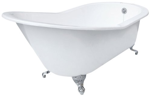 Elizabethan Classics ECGDSLTAPCP Cast Iron Grand Slipper Tub with Tub Rim Holes, Chrome Feet