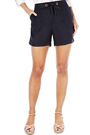 Pure Linen Drawstring Turn Up Shorts