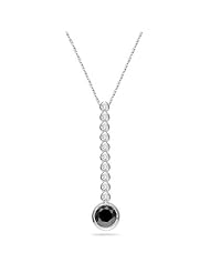 1.50 Cts Black & White Diamond Pendant in 14K White Gold