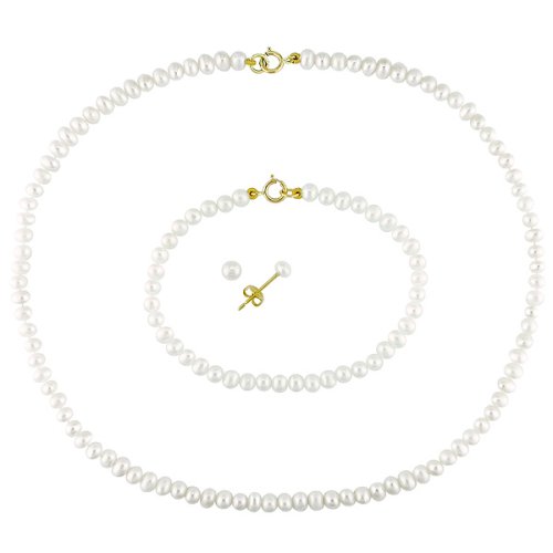 Childrens Toyshop  Jewelry : Children’s Button Pearl Flower Jewelry Set