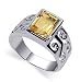.925 Sterling Silver Band Citrine Gemstone Ring