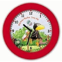Janusch Wanduhr: kleiner Rabe Socke