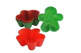 SiliconeZone 6-Piece Gingerbread Muffin Cup Set, Red and Green