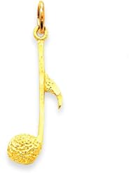 14K Yellow Gold Eighth Music Note Charm Musical Pendant