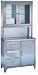 Treatment & Storage Cabinet - Treatment/Storage Cabinet with Narcotic Box This cabinet has two distinctive sections separated by a stainless steel work surface. The top portion (which measures 36'W x 76.5'H x 8'D) is perfect for narcotics or anything you need to keep under lock and key. It has three glass shelves and locks independently. The bottom section (which measures 36'W x 34.5'H x 16'D) consists of three 7' deep drawers and a closed door compartment that has one stainless steel shelf. The cabinet is mounted on four legs with stainless steel glides. Optional stainless steel door, larger diameter casters, and glides are available. Contact your Medline representative. Product photo may not exactly match the product offered for sale. Please refer to the product description.