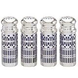 Review Godinger 1634 / 4 COBALT SALT/PEPPER SHAKERS - SET OF 4 SILVER PLATED WITH COBALT SALT AND PEPPER SHAKERS