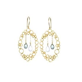Gold Vermeil Bubbles w  Blue Topaz Earrings