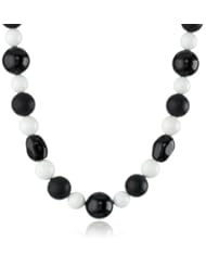 Sterling Silver Genuine Black Onyx Bead Clasp Necklace, 18"