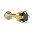 16 Gauge 3/16" -Solid 14KT Yellow Gold 4mm Black Cubic Zirconia Cartilage Earring