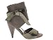 WOMENS PEEPTOE ANKLE CUFF SANDALS LADIES FAUX SUEDE COLLAR GIRLS FAUX LEATHER STILETTO HEELS GREY SHOES SIZE 7