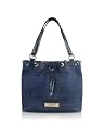 Roccobarocco Wording - All Over Signature Canvas Drawstring Tote Bag Blue