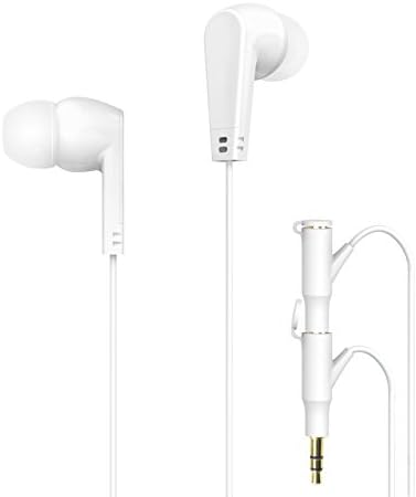 Powervoll Headphone In-Ear Heaphones Earphones Audio Player Headset with Built in Splitter 3.5mm Earbuds Noise Cancelling for All Smartphones Portable Music Player and Audio Media (White)