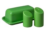 Waechtersbach Butterdish and Salt & Pepper Set, Green Apple