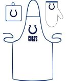 Indianapolis Colts Grilling Apron Set Fan-Friendly Sports Includes A Matching Mit And Potholder