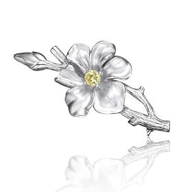 Citrine CZ and Sterling Silver Spring Blossom Brooch by TrendToGo