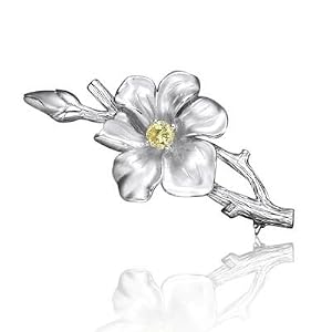 Citrine CZ and Sterling Silver Spring Blossom Brooch by